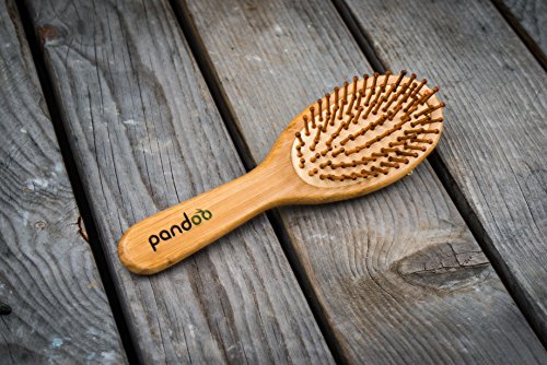 pandoo Bambus Haarbürste mit Naturborsten - Vegan, umweltfreundlich - Natur-Bürste mit Bambusborsten für natürlich schöne Haare für Männer, Frauen & Kinder - Detangler - 4