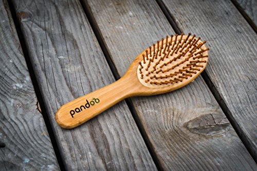pandoo Bambus Haarbürste mit Naturborsten - Vegan, umweltfreundlich - Natur-Bürste mit Bambusborsten für natürlich schöne Haare für Männer, Frauen & Kinder - Detangler - 4