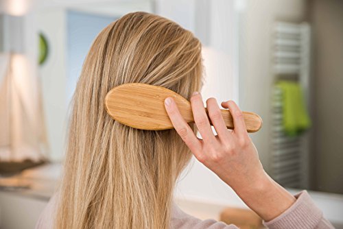 pandoo Bambus Haarbürste mit Naturborsten - Vegan, umweltfreundlich - Natur-Bürste mit Bambusborsten für natürlich schöne Haare für Männer, Frauen & Kinder - Detangler - 8