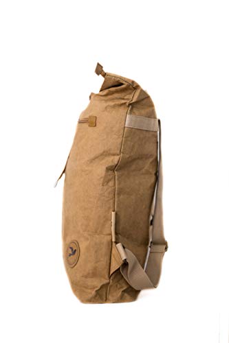 PAPERO ® Rucksack aus Kraft- Papier | Ultra minimalistisch Herren Damen, Robust, Wasserfest Vegan fair nachhaltig Urban Style FSC Zertifiziert | Kurier Taschen, Rolltop Laptop Farbe:Hellbraun - 4