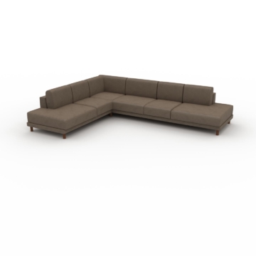 Ledersofa Graubraun Veganes Leder - Elegantes, gemütliches Ledersofa: Hochwertige Qualität, einzigartiges Design - 334 x 75...